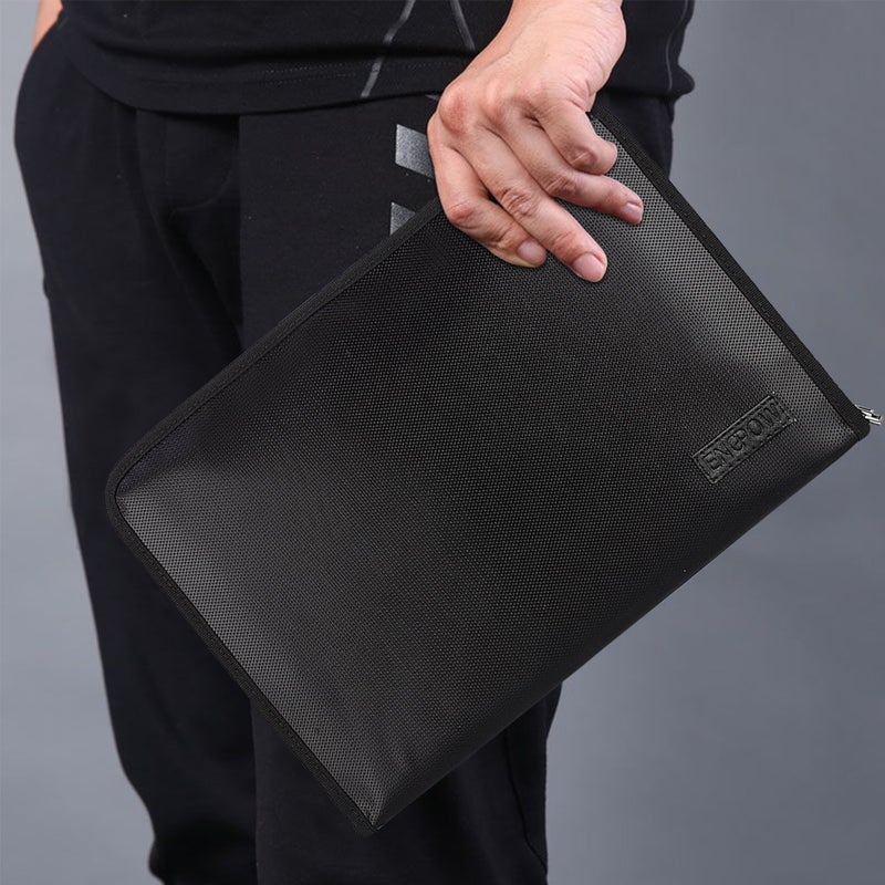 ENGPOW Expanding File Folder Important Document Organizer Fireproof & Waterproof Document Bag with A4 Size 3 Pockets Zipper Closure Non-Itchy Silicone Coated Portable Filing Wallet Pouch(14.3inx9.8inx1.6in) - Image 2